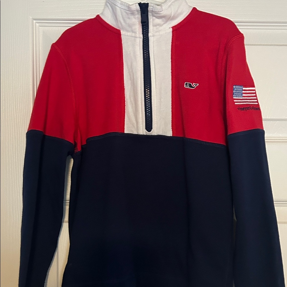 Vineyard Vines Red and Navy Pullover with White Accent
